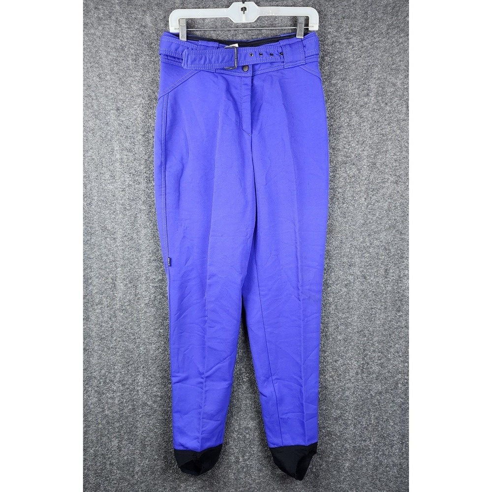 Head Sportswear Ski Pants Women 8R Purple Vintage Stirrup High Waist Belted Wool